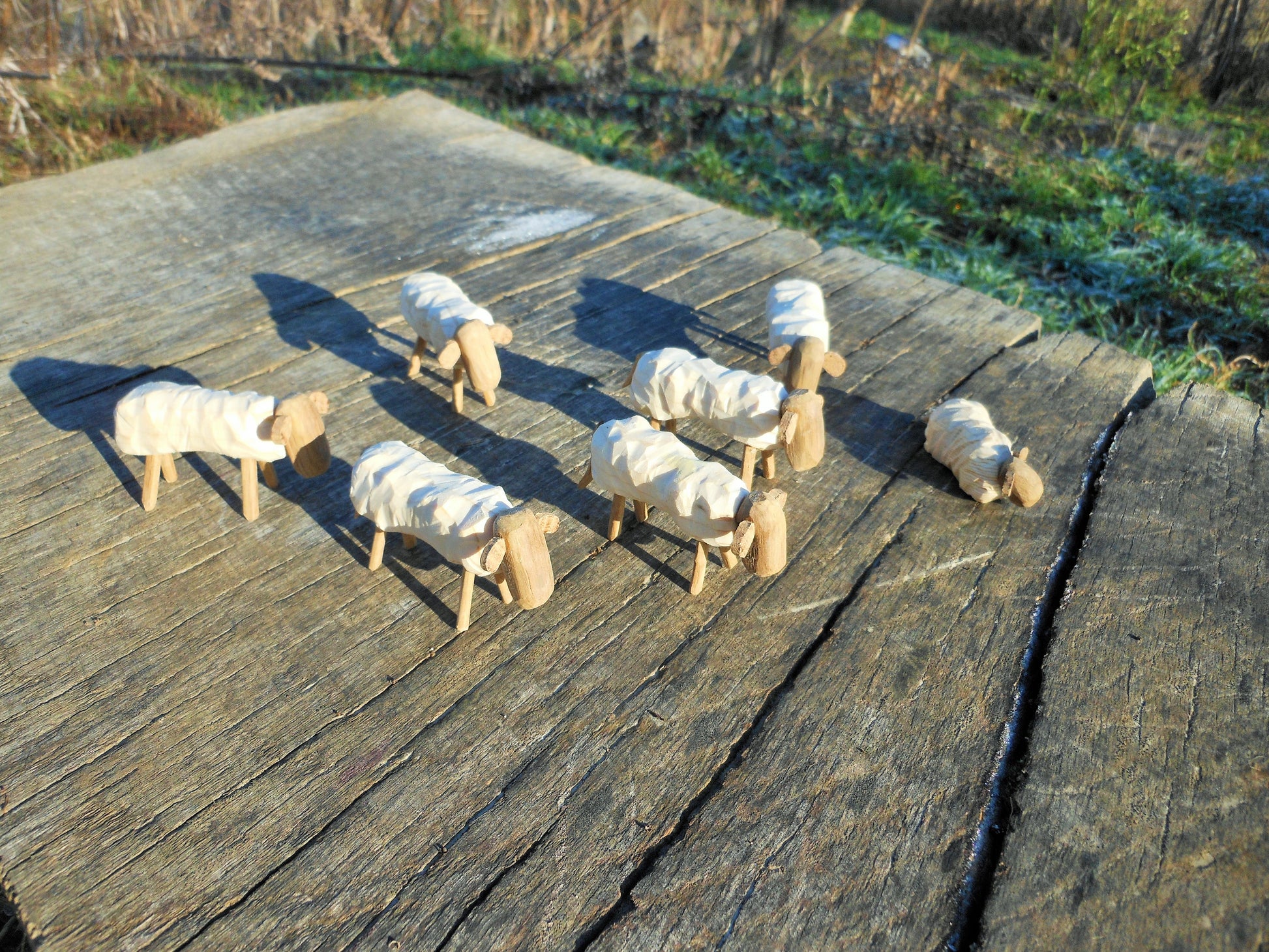 Schafe - Handarbeit  Schafe aus verschiedenen alten Hölzern   2 sheep handmade sheep from different old woods - BalkanwoodDesign Handmade