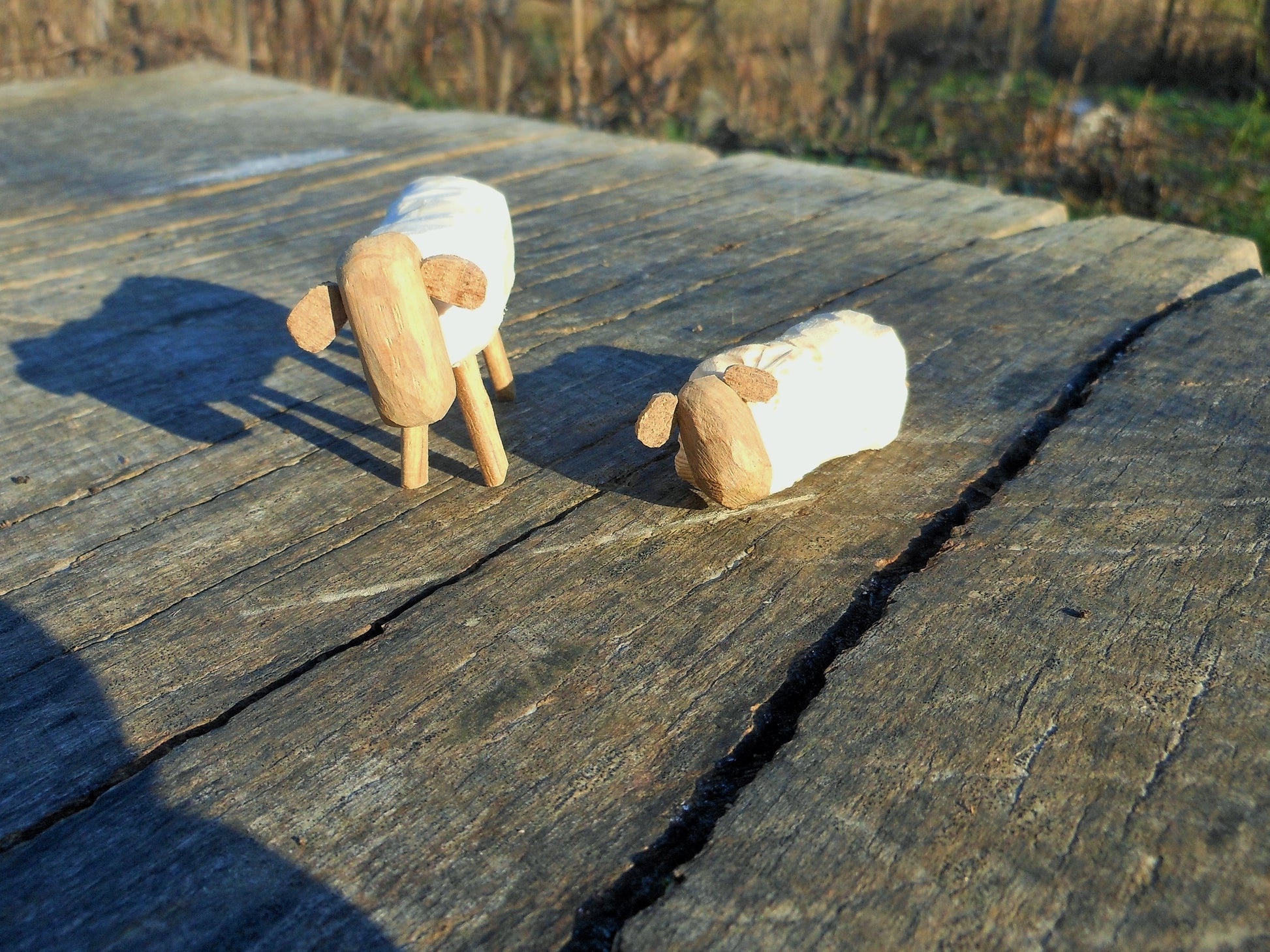 Schafe - Handarbeit  Schafe aus verschiedenen alten Hölzern   2 sheep handmade sheep from different old woods - BalkanwoodDesign Handmade