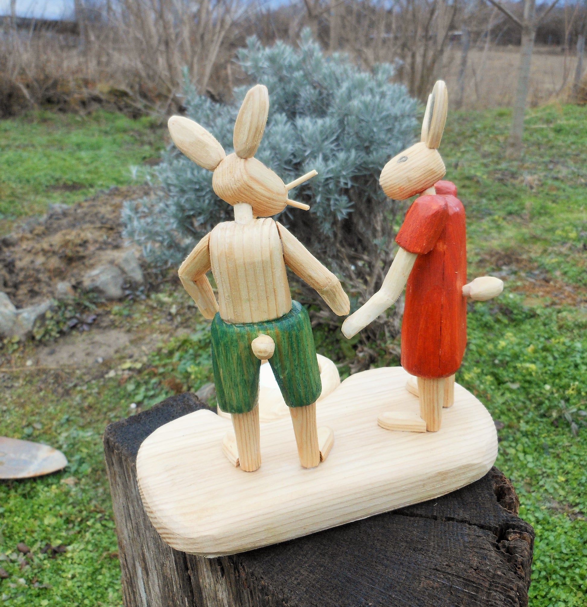 Osterhasen-Paar mit Teelicht Handarbeit upcycling Osterdeko Easter bunny in love - BalkanwoodDesign Handmade
