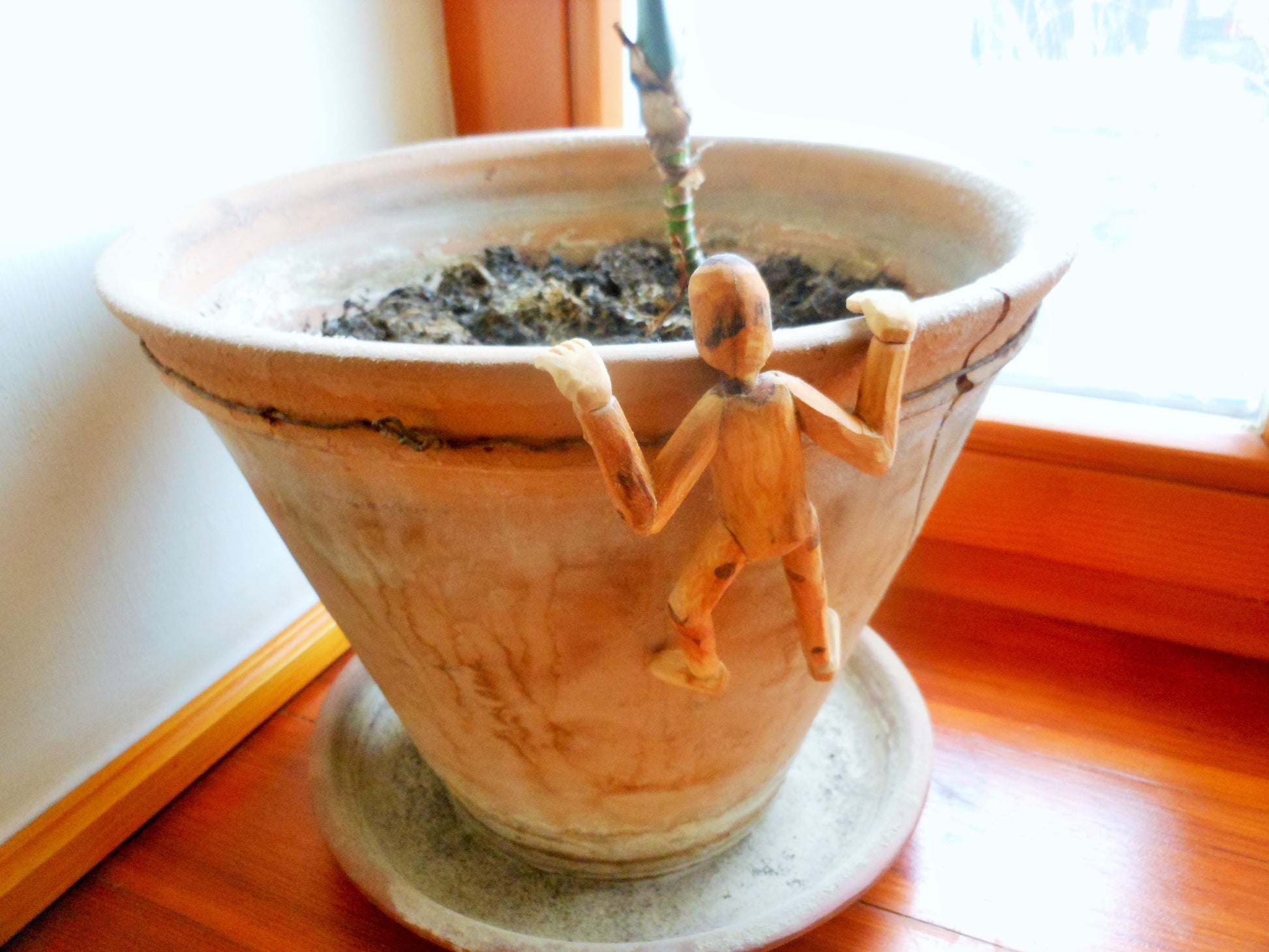 Hängende Holzfigur für Laptop Blumentopf Mauergucker - BalkanwoodDesign Handmade