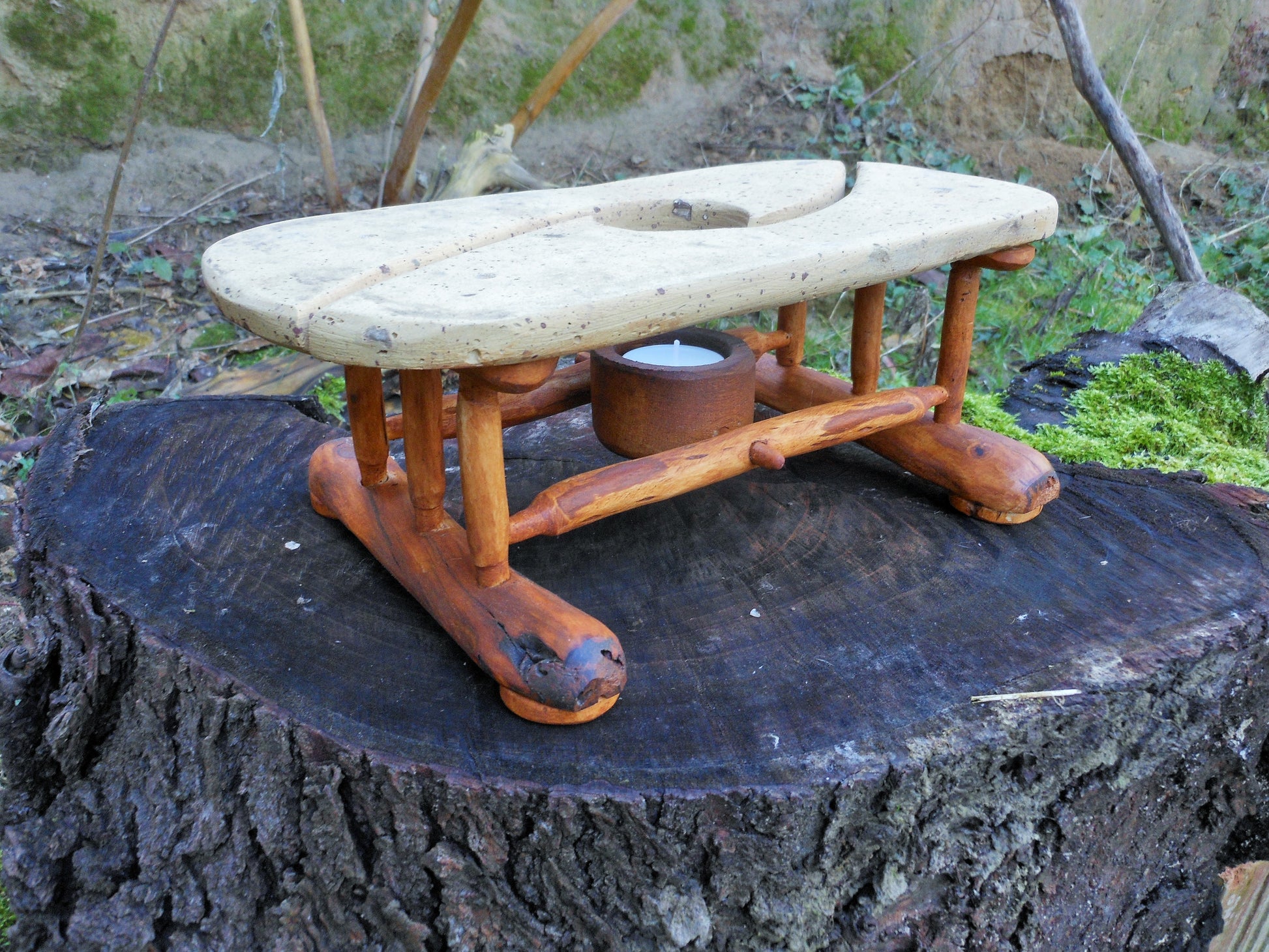 Stövchen Tee Wärmeplatte Wärmeplatte für Speisen und Dibbs Etno-Style upcycling - BalkanwoodDesign Handmade