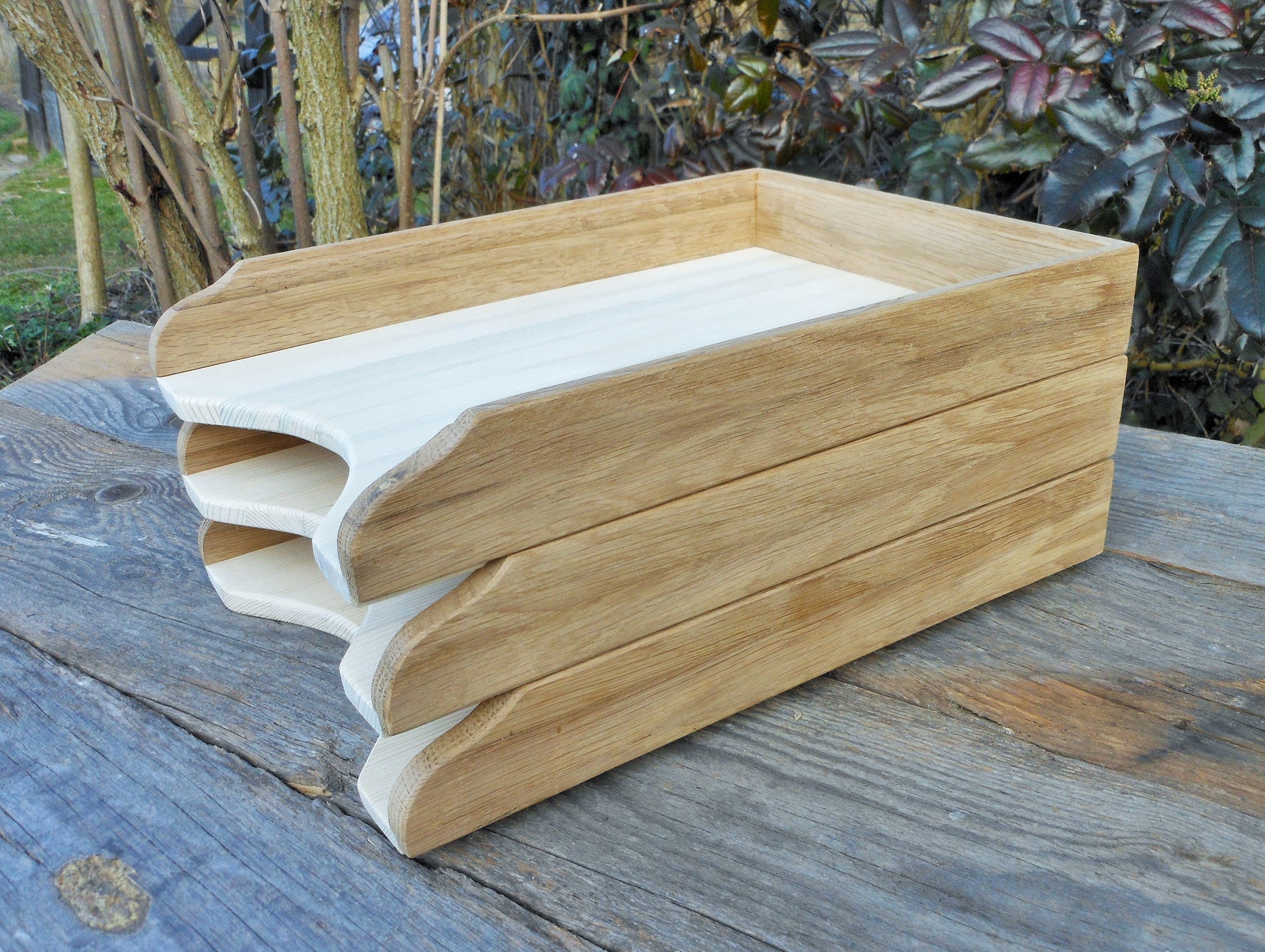 Schreibtischablagen unbehandelt aus uraltem Eichenholz und Nadelholz Desk shelves untreated made of ancient oak wood and coniferous wood - BalkanwoodDesign Handmade
