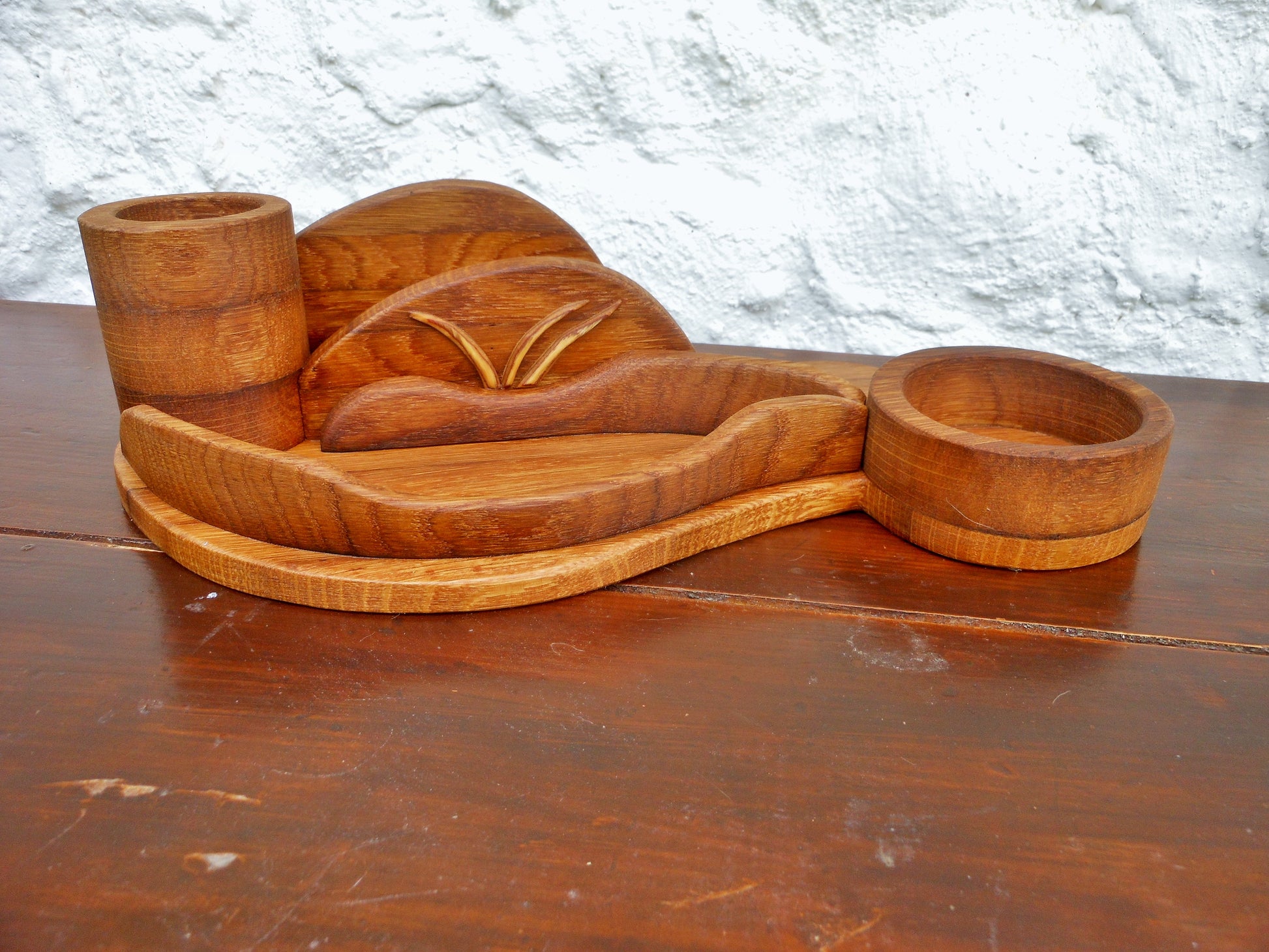 Schreibtisch-Organizer Vintage-Look aus uraltem Holz Organizer für´s anspruchsvolle Büro - BalkanwoodDesign Handmade