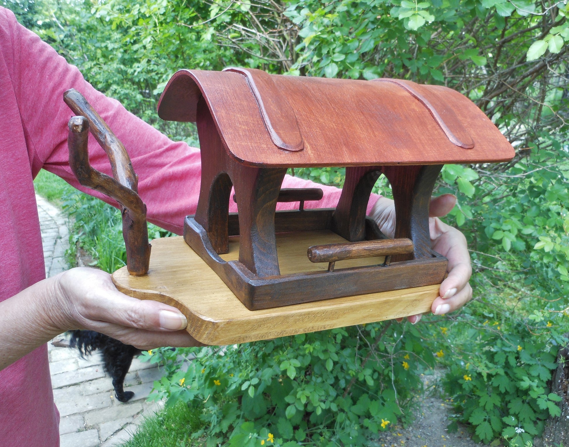 Vogelfutterhaus klein Handarbeit  Altes Nadelholz - BalkanwoodDesign Handmade
